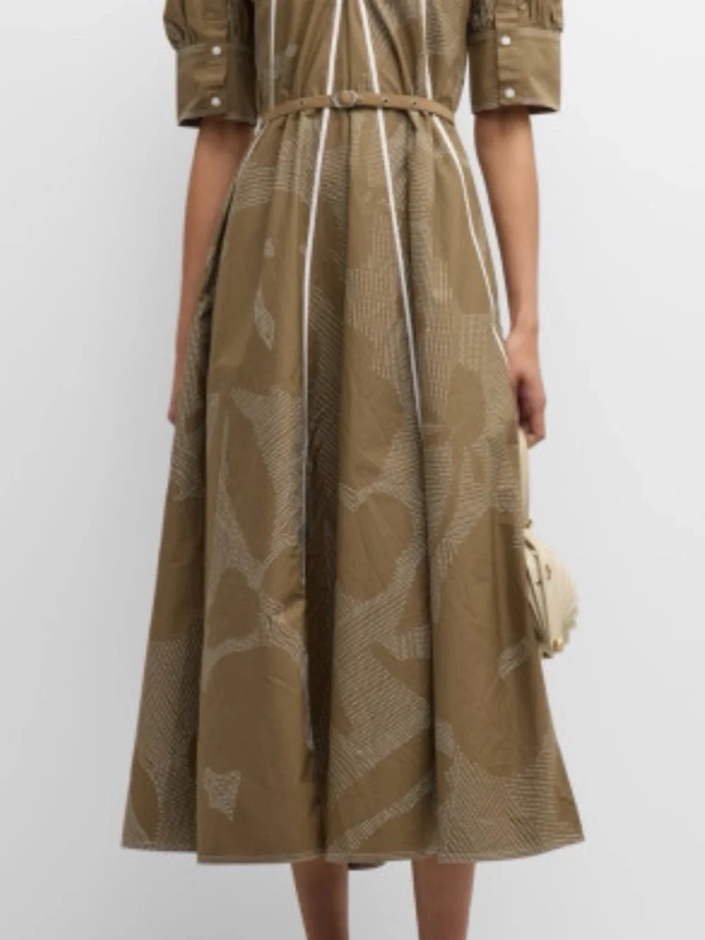 LOVEBIRDS Gilded Glamour Abstract-Print Seamed Midi Dress - Picture 1 of 4